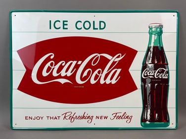 Refreshing New Feeling SST Fishtail Coca Cola Soda Sign