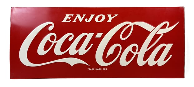 Enjoy Coca Cola SST Tin Embossed Metal Canadian Advertising Sign