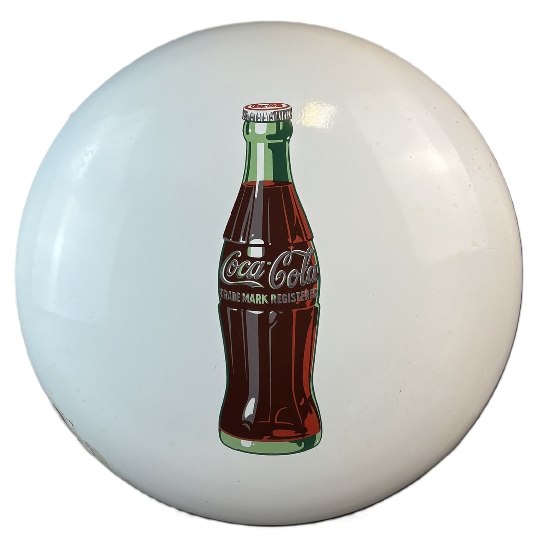 Coca Cola White SSP Porcelain 3' Advertising Button Sign (1 of 19)