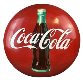 Coca Cola SSP Porcelain 36" Advertising Button Soda Sign