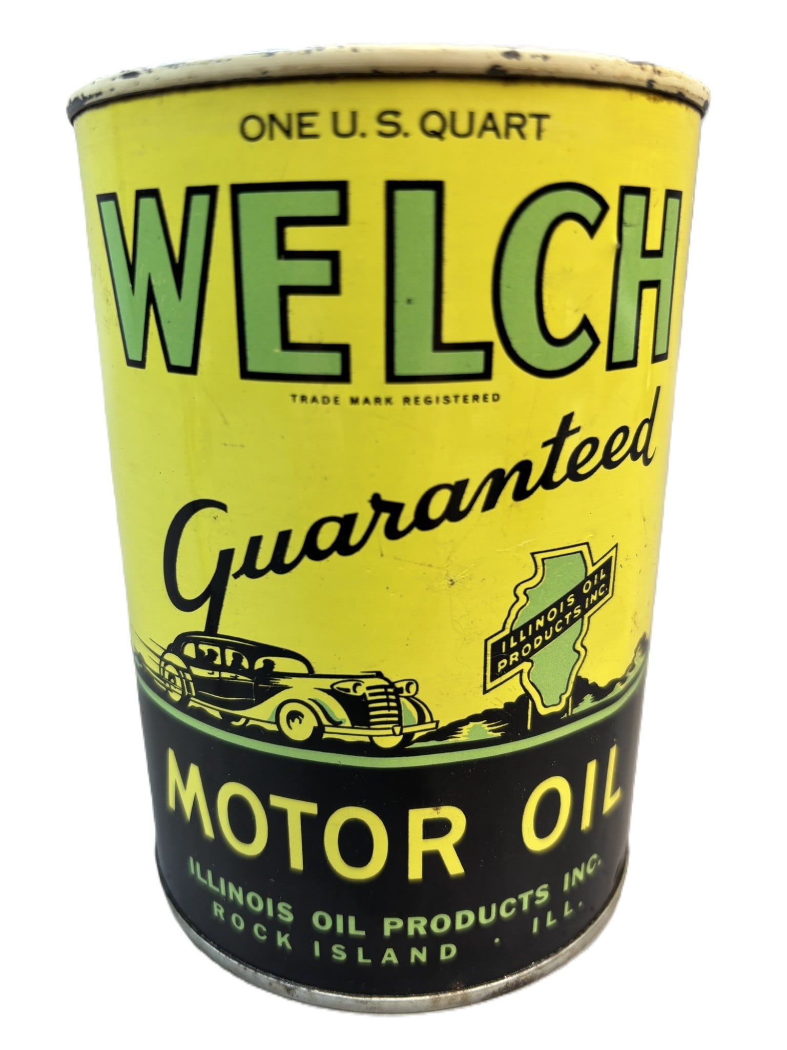 Welch Motor Oil Illinois Oil Can Rock Island Metal Quart Can (1 of 9)