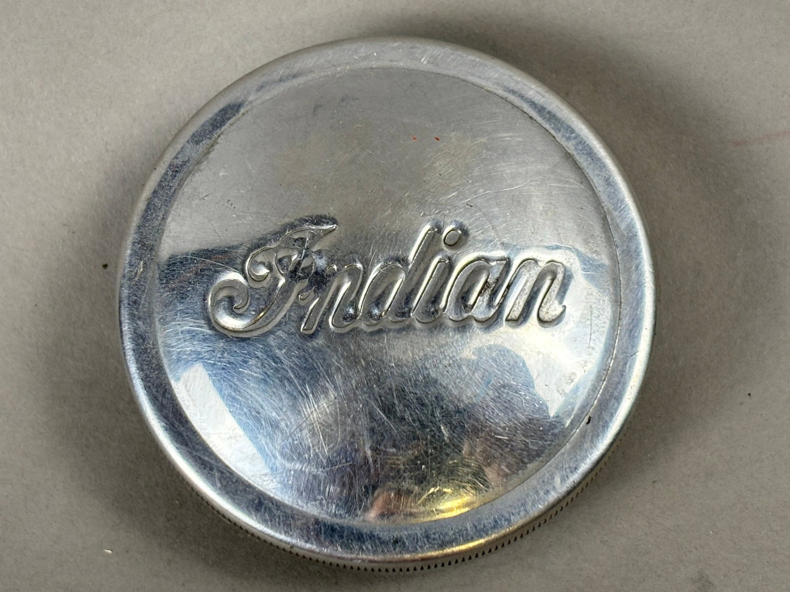 Indian Motorcyle Original Gas Cap 1950s Cover: See all photos for a better idea on condition. All items are sold as-is, where-is! This is a simulcast auction event, with in house bidding offered, along with multiple online bidding platforms. If yo