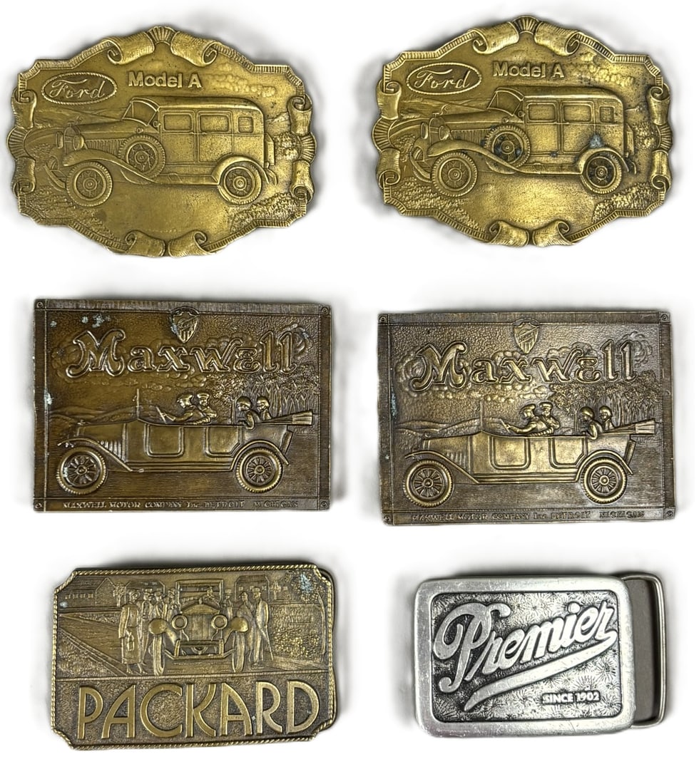 Lot 6 Original Brass Maxwell Ford Packard Belt Buckles (1 of 15)