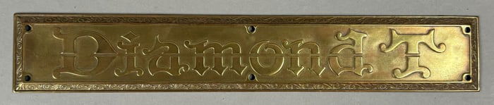 Antique Diamond T Ca. 20s-30s Brass Embossed Car Nameplate