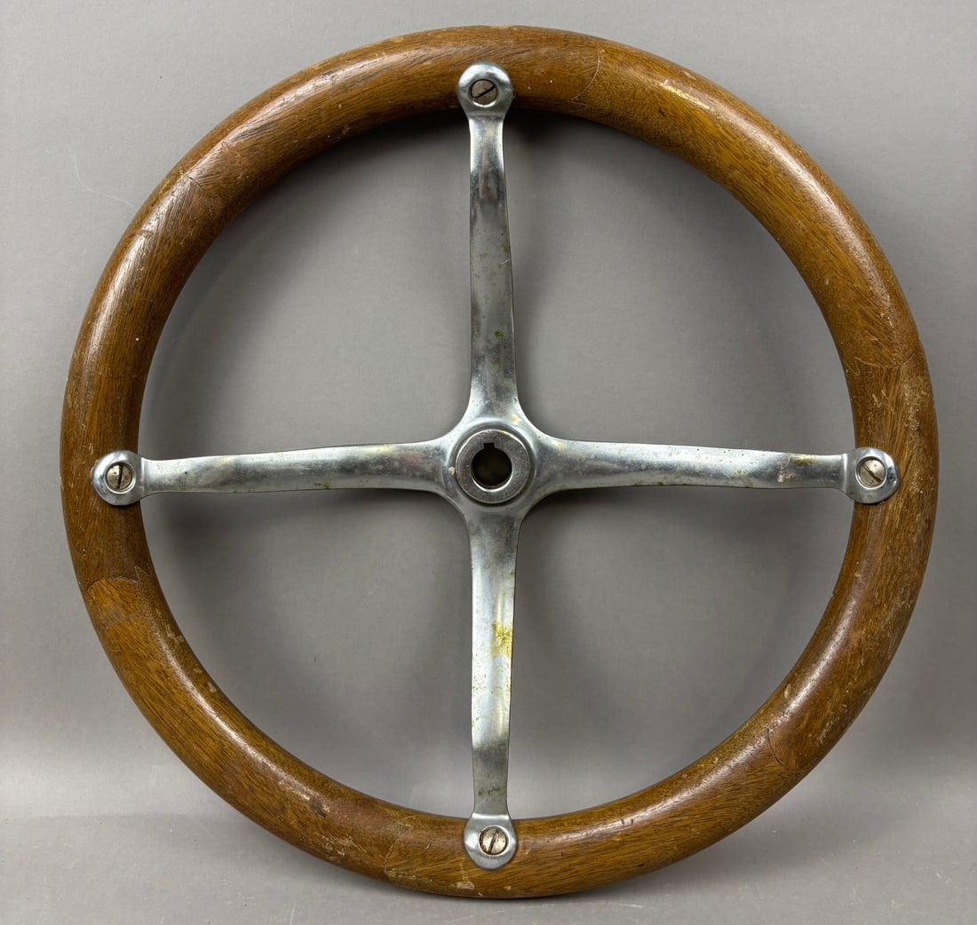 Antique 4 Spoke Original 20s Roadster Wooden Steering Wheel (1 of 15)