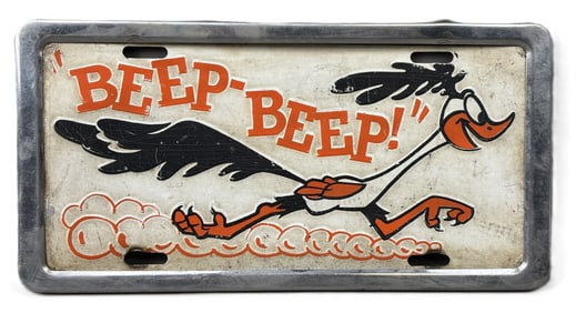 Beep Beep Plymouth Roadrunner Original Embossed License Plate