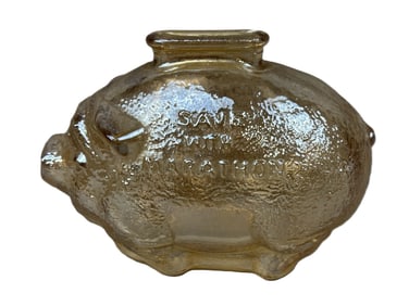 Save With Marathon Original 1940s Glass Coin Piggy Bank