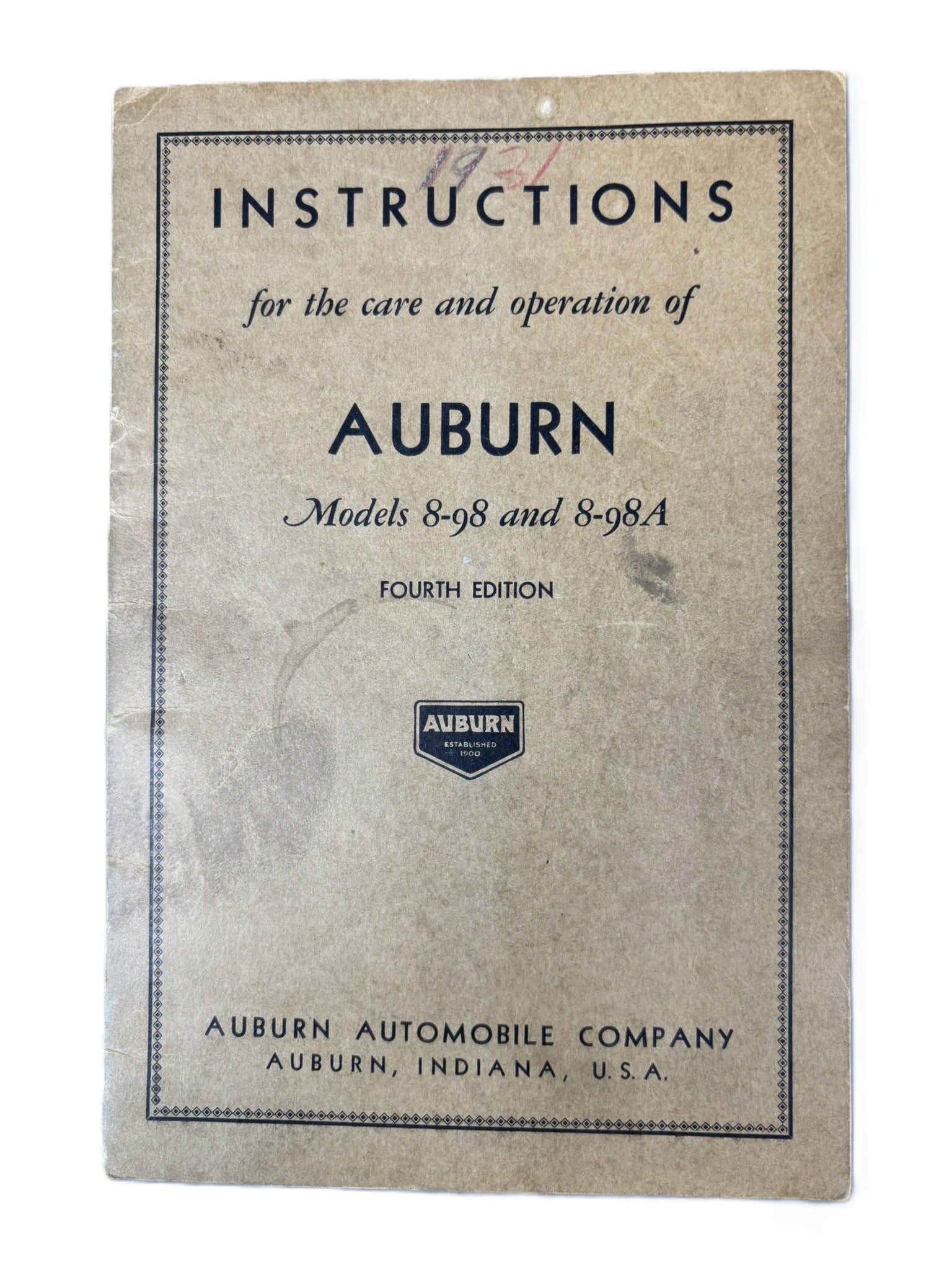 1931 Auburn Models 8-98 & 8-98A 4th Edition Instruction Booklet: See all photos for a better idea on condition. All items are sold as-is, where-is! This is a simulcast auction event, with in house bidding offered, along with multiple online bidding platforms. If yo