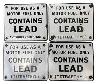 Lot 4 Contains Lead SSP Porcelain Gas Pump Plate Signs