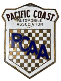 Pacific Coast PCAA Automobile Porcelain License Plate Topper