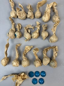 Lot 95 40s 50s NOS Blue .875" Glass Motorcycle Jewels