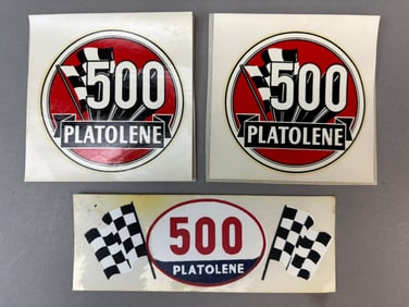 Platolene 500 Original NOS 1950s Race Car Motor Oil Stickers
