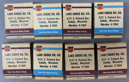Phillips 66 Lake Shore Oil Co Lot 8 NOS Cudahy Wisconsin Matchbooks