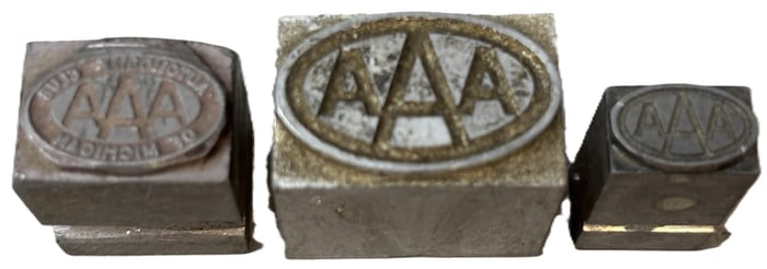 Lot 3 Original AAA Lead Printing Block Advertising Stamps