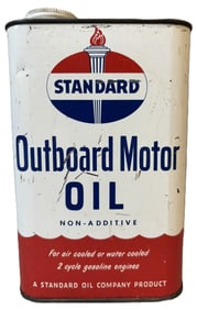 Standard Motor Oil Outboard Metal Quart Can FULL NOS