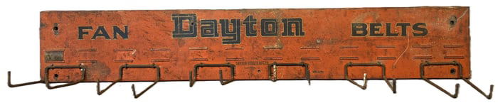 Dayton Fan Belts Painted Metal Store Display Advertising Sign