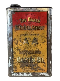 1920s The Baker Castor Oil Co AA 8LB Net 1 Gallon Can