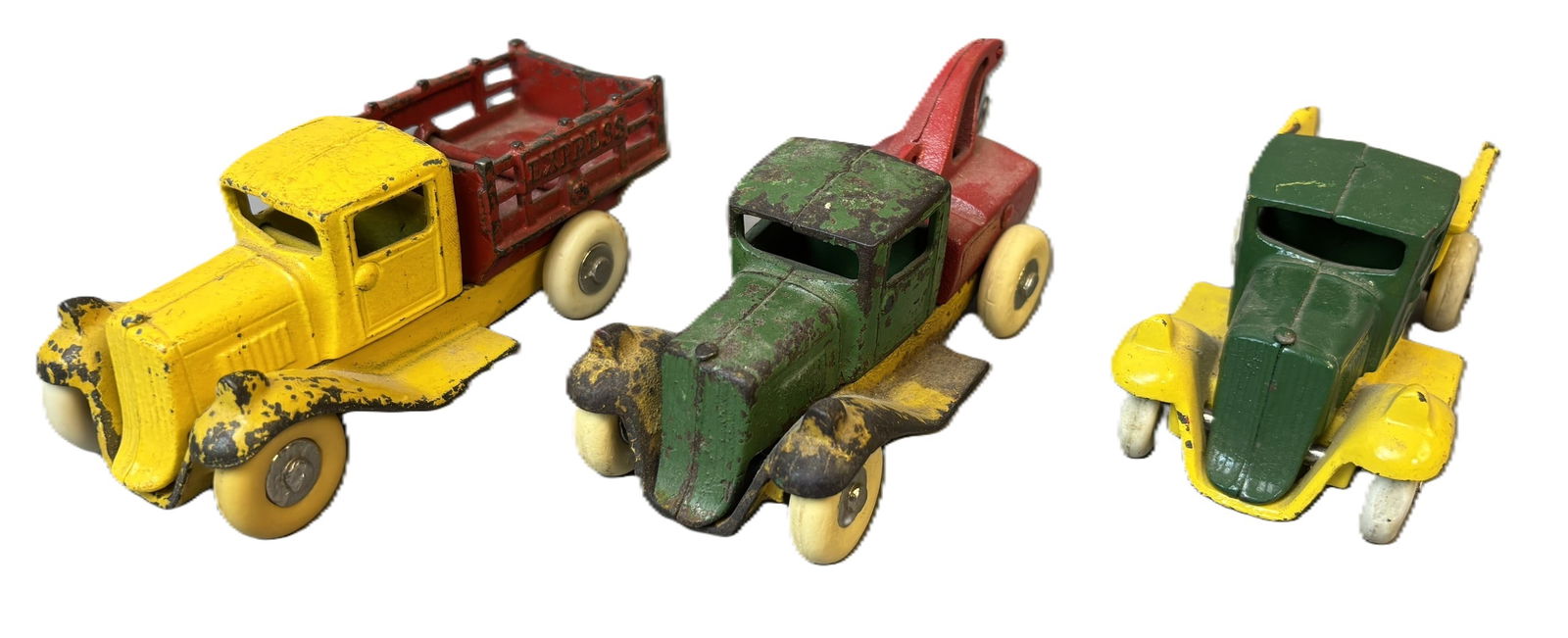 Antique Lot 3 Original 1920s-30s Cast Iron Toy Trucks (1 of 10)