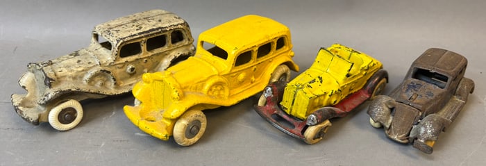 Antique Lot 4 Original Cast Iron Dump Trucks & Parts