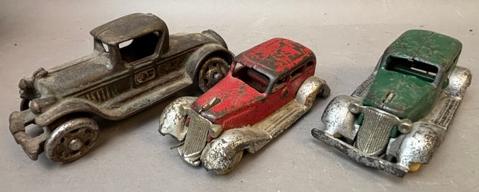 3 20s-30s Cast Iron 4"-5" Toy Touring Sedan Cars
