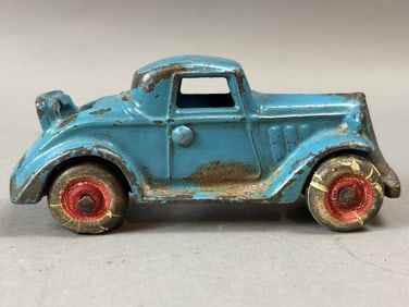 Original Blue Painted 2 Door 4" Cast Iron Coupe w/ Rumble Seat