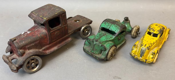 Antique Original Cast Iron Lot 3 20s-30s Cars & Truck