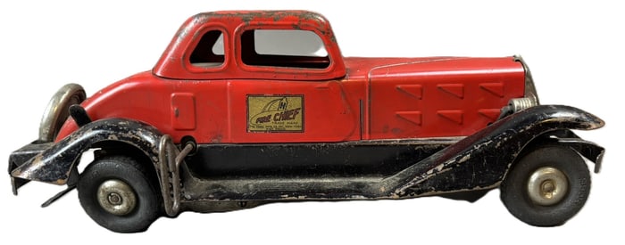 Hoge Fire Chief Marx Girard Key Windup Pressed Steel Coupe Car