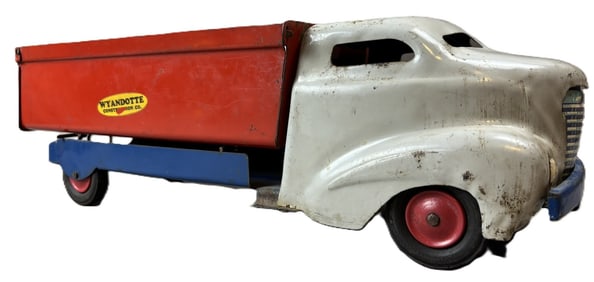 Wyandotte Pressed Steel Red Blue Original Dump Truck Toy