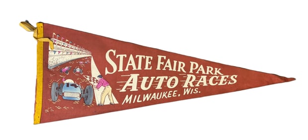 State Fiar Parks Auto Races Milwaukee Wisconsin Race Care Pennant