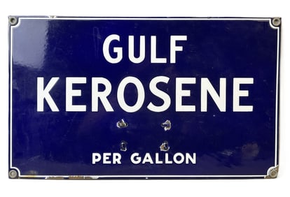 Gulf Kerosene Per Gallon SSP Porcelain Gas Station Pricer Sign RARE