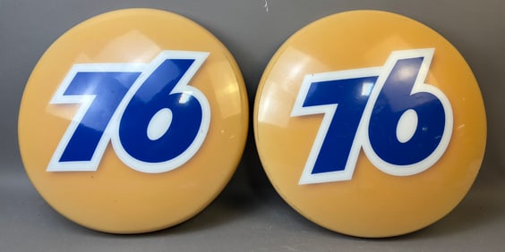 Pair Union 76 Plastic 17" Original Lighted Advertising Sign Panels