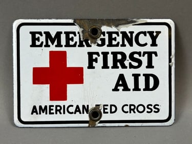 American Red Cross Emergency First Aid SSP Porcelain Sign