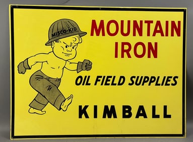 Mountain Iron Oil Field Supplies Kimball Kansas 1950s NOS Sign