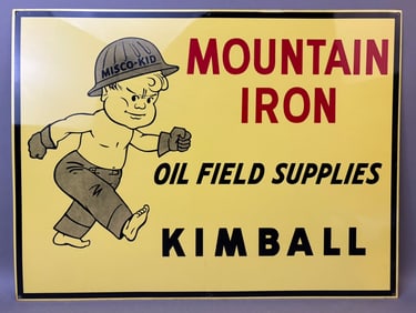 Mountain Iron Oil Field Supplies Kimball Kansas 1950s NOS Sign