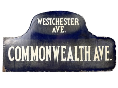 Original Commonwealth Ave & Westchester DSP Porcelain Street Sign