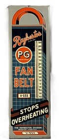 Raybestos PG Fan Belt Original 1930s Metal Advertising Thermometer