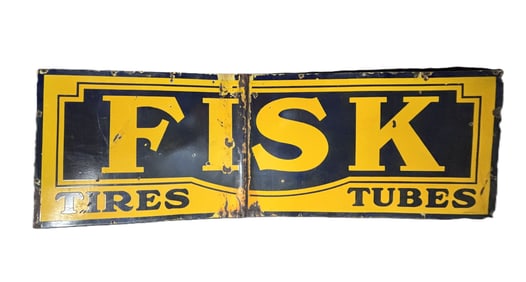 Fisk Tires Tubes Original SSP 6' 1930s Porcelain Sign