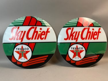 Texaco Skychief Pair 14" Gas Pump Globe Lenses