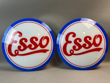 Esso Dated 1982 Pair 14" Gas Pump Globe Lenses