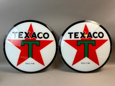 Texaco Original Pair 14" Gas Pump Globe Lenses