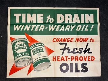 Cities Service Motor Oil Koolmotor 40s-50s Poster Advertising Sign