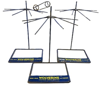 Lot 3 Wolverine Leather Work Gloves Store Advertising Metal Displays