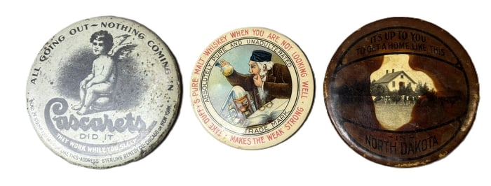 Antique Lot 3 Original 1920s-30s Celluloid Advertising Pocket Mirrors