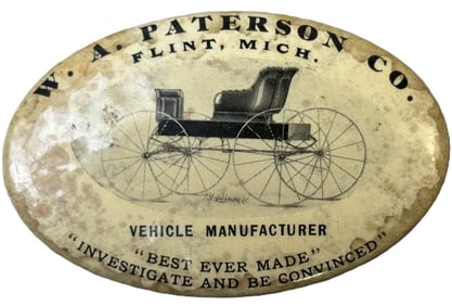 W.A. Patterson Co Flint Michigan Vehicle Pocket Mirror Ca. 1910s