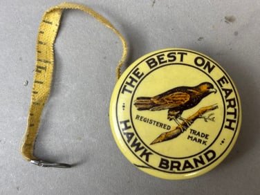 The Best On Earth Hawk Brand Original Celluloid Advertising Tape Measure