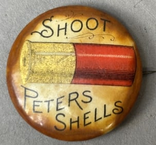 Shoot Peters Shells Original 20s Celluloid Pinback Button