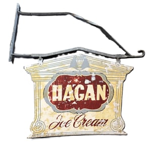 Hagan Ice Cream DST Painted Metal Sign w/ Original Bracket