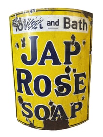 JAP Rose Soap Toilet & Bath SSP Corner Advertising Porcelain Sign