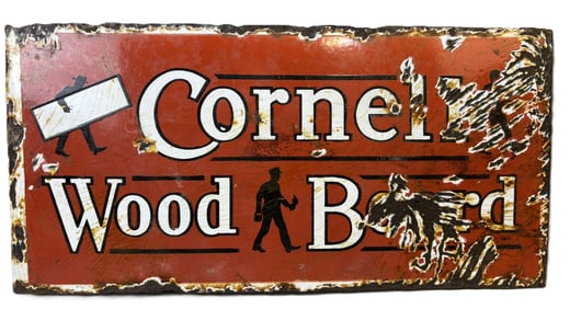 Cornel Wood Board 20s 30s DSP Porcelain Advertising Flange Sign