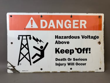 Danger Keep Off Hazardous Voltage Death Serious Injury SSP Porcelain Sign